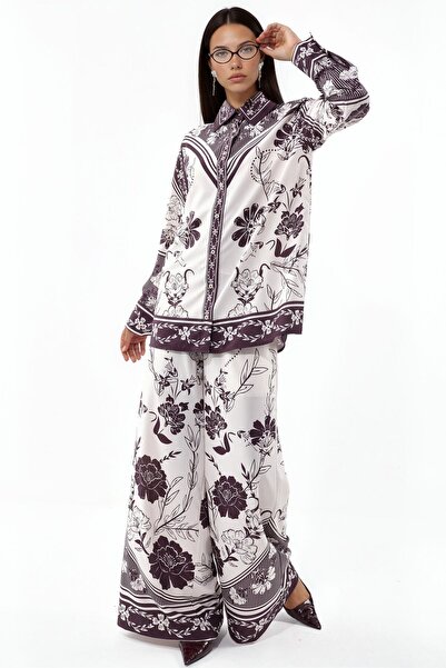 Hiccup Msn Floral Patterned Shirt and Wide-Legged Pants Set