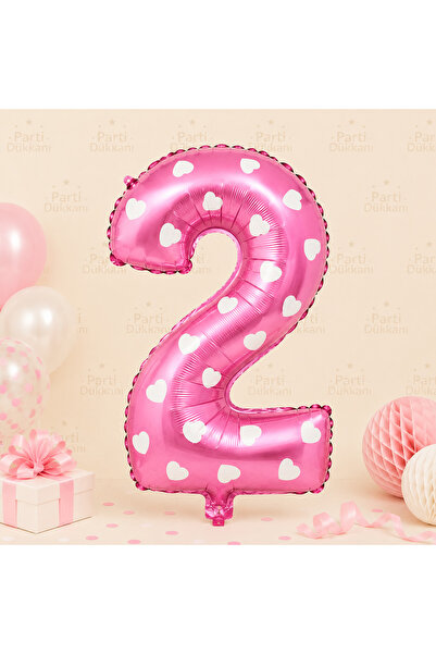 Parti Dükkanı 16 İnç 36 cm Puantiye Pembe 2 Rakam Folyo Balon Doğum Günü Yaş ...