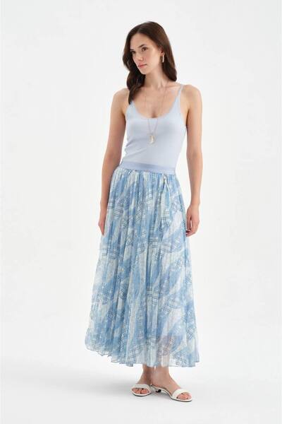 tw3 Women's patterned chiffon lined design long skirt