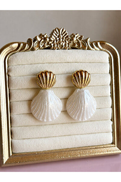 FLAWSOME JEWELRY STORE Deniz Kabuğu Şeklinde Renkli Çelik Kararmaz Küpe