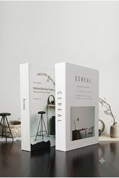 Dermabor 2'li Dekoratif Kitap Görünümlü Kutu Home & Beyaz Temalı