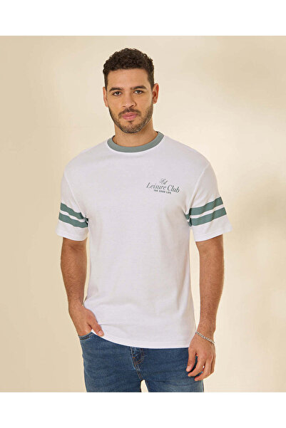 REDTAG Men White Digital Print T Shirt