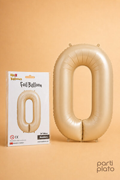 He2 Balloons Caramel Foil Balloon 0 Number 86 Cm, Helium Compatible Caramel C...