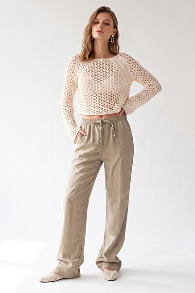 Hiccup MIXRAY Pantaloni Palazzo Cu Croi Larg Din Tencel