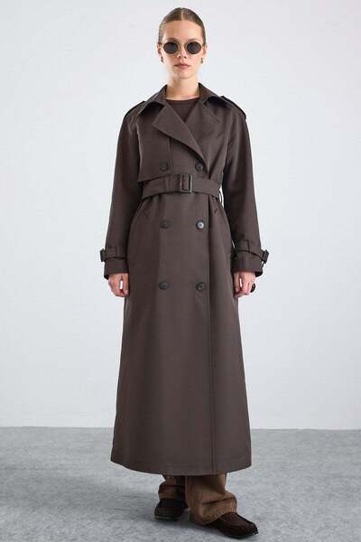 Olcay Reglan Sleeve Epaulettes and Cape Detail Water Repellent Trench Coat Br...