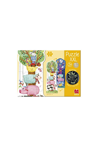 GOULA Puzzle XXL pentru copii, Ferma Ziua și Noaptea, fosforescent, 27 piese