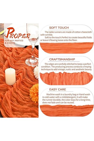 MAKINGTEC Cheesecloth Table Runner 35 x 118 Inch Gauze Tablecloth Boho Weddin...