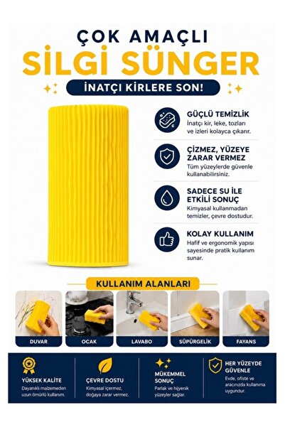 TemizlikMağazam Nemli Silgi Sünger - Çok Amaçlı Temizlik Toz Süngeri