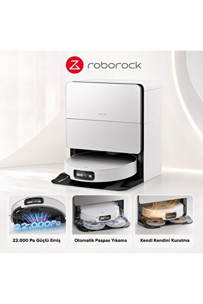 Roborock Yeni 22.000 Pa Yüksek Emiş Güçlü Akıllı Kir Algılamalı Premium Robot...