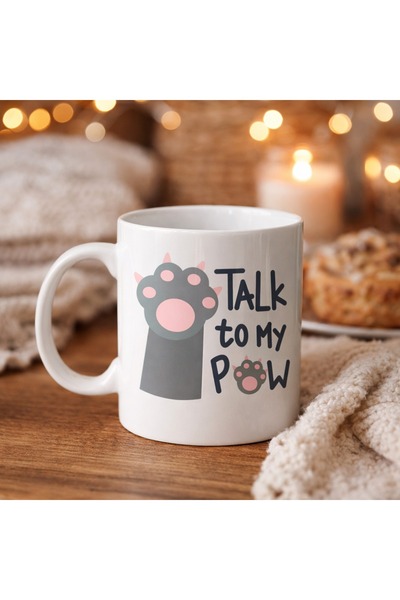 Generic Brand Talk to My Paw – Cute Cat Paw Porcelain Mug Model 57