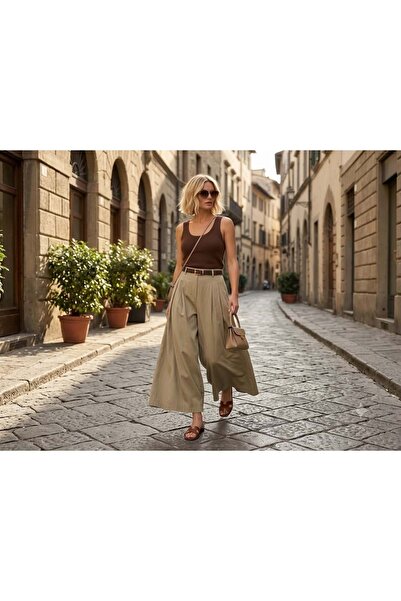 ibeeka - Wide Leg Pants with Pile Detail and Belt - New Season