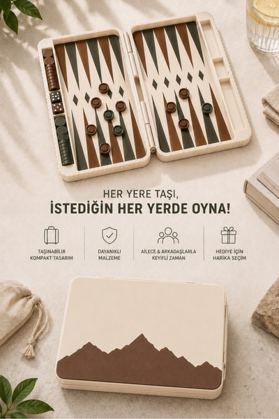 Heners Mini Boy Tavla 13x22 cm Seyahat Tavlası Geometrik Desenli Çanta Tipi –...