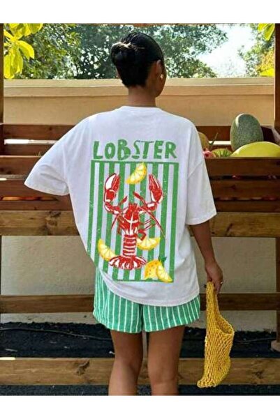 23ERVA Summer Release Striped Slogan Graphic Oversized T-Shirt, Casual Minima...