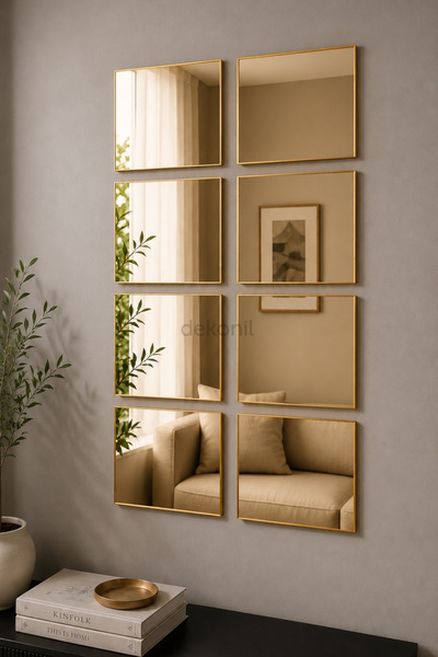 Dekonil Yapışkanlı Pleksi Kare Dekoratif Ayna Altın, Gümüş, Rose Gold 30*30 c...