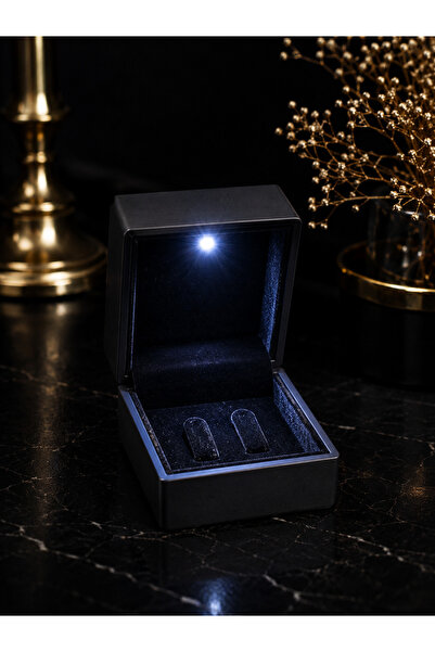 by hakan şahin black design Premium LED Işıklı Çelik Alyans Kutusu / Siyah De...