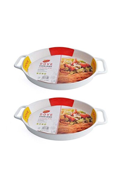 Dove 2-Piece Oval Porcelain Baking Dish With Handles 18 Inch 45.5x25.7x6.2CM ...