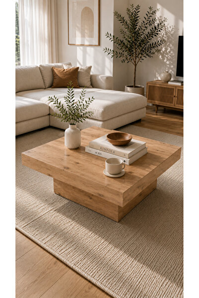 FURNICI Modern Kare Orta Sehpa ATLANTİK ÇAM 90x90 cm
