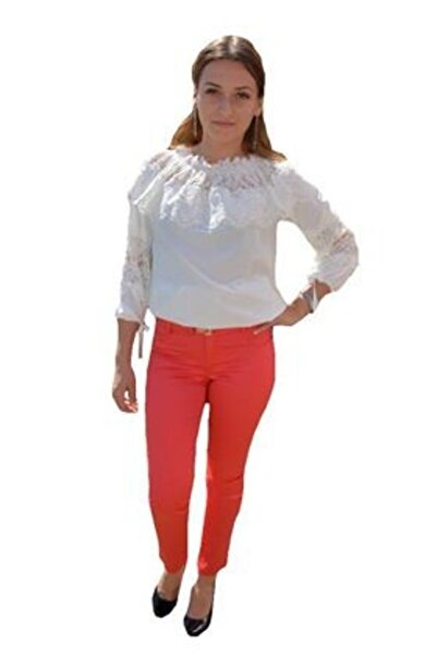 OEM Pantalon modern, lung, cu design de dungi subtiri pe fond rosu