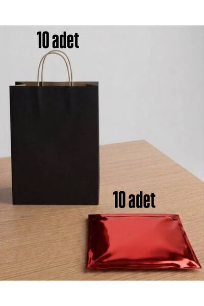 e Erta 25x31 Cm 10 Adet Siyah Renkli Kraft Çanta,25x35 Cm 10 Adet Kırmızı Ren...