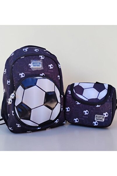 Futbol Temalı Erkek Çocuk İlkokul Çantası ve Beslenme Çantası Seti (2'li Set)