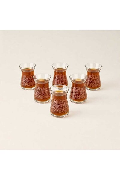 Evidea Kitchen Palace Garden 6'lı Çay Bardak Seti - Şeffaf / Beyaz