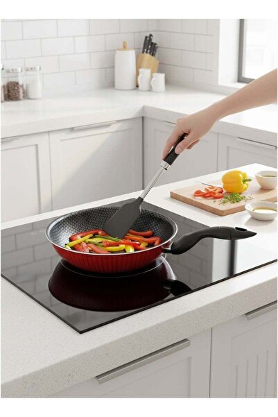 Trueval Non-Stick Aluminium Deep Frying Pan With Heat Resistant Handle Red/Bl...