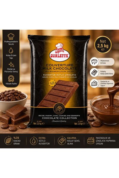 Katsan Kuvertür Sütlü Çikolata %35 Kakao 2,5 kg