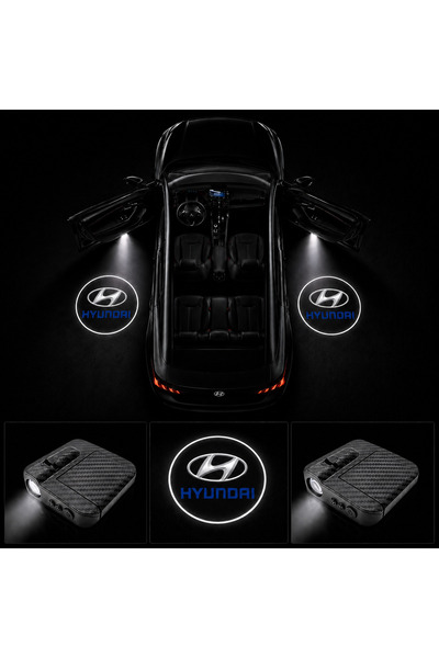 Oto Çizgi Hyundai Kapı Altı Logo Projektör Led Işığı 2'li Set Pilli Kablosuz ...