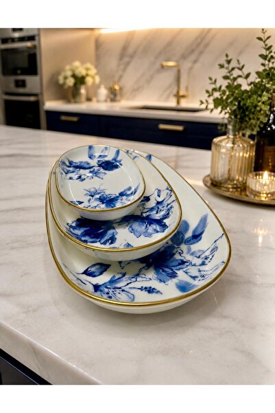 Santara Acar Freesia Series 3 Piece Boat Plate Set 28 23 17 cm