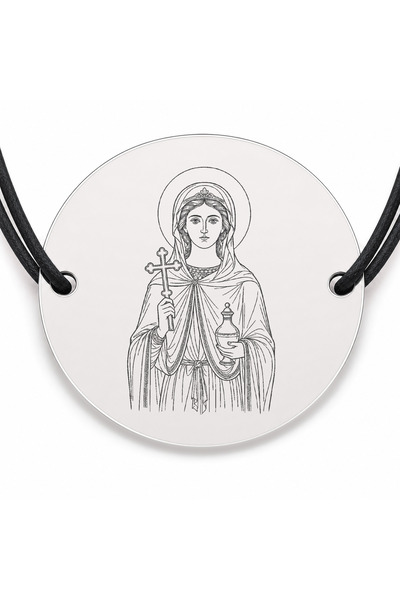 Simoshop Brățară argint 925 cu bănuț Sfânta Anastasia, șnur negru reglabil