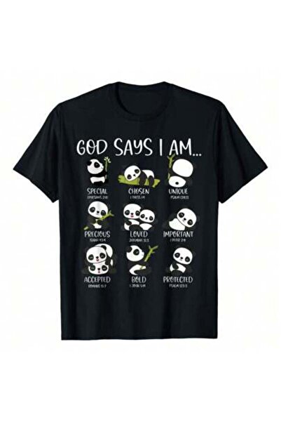 23ERVA تي شيرت God Say I Am Cute Anime Panda Bible Quotes، 220 جرام من القطن ...