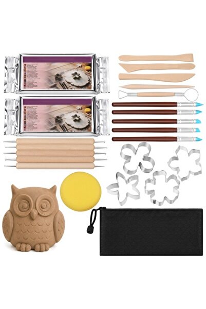 zola Kit modelaj lut 30 piese, 1 kg lut auto-intaritor, 27 unelte sculptura, ...