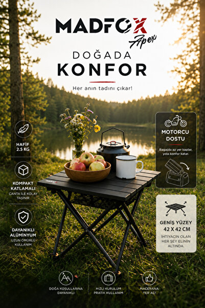 MADFOX Apex Katlanabilir Alüminyum Kamp Masası (Motorcu Masası)