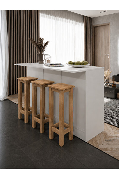Tdesigno Pablo 3 Adet Yüksek Tabureli Mutfak Adası- Alt Modül- 150 cm – Tezga...
