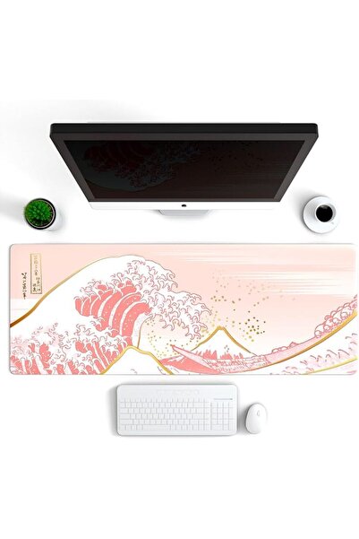 GENERAL Large Gaming Mouse Pad with Stitched Edges, Minimalist Topographic Ma...