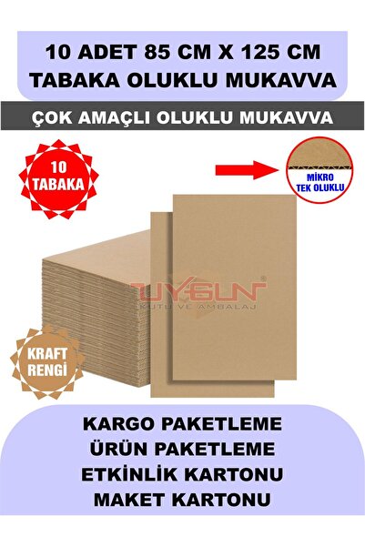 Uygun Kutu ve Ambalaj 10 Adet 85cm x 125cm Baskısız Tabaka Oluklu Mukavva, Ço...