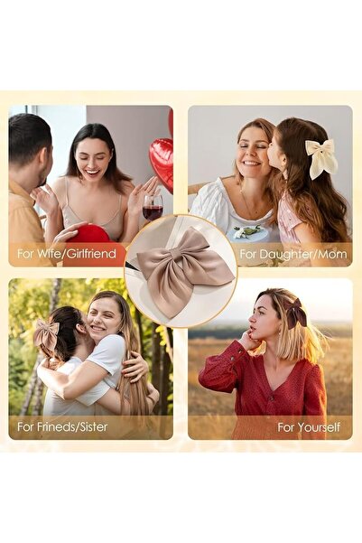 KASTWAVE 6 قطع من فيونكات الشعر للنساء، مشابك شعر حريرية من الساتان، مشابك شر...