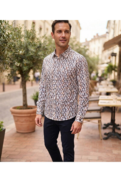 Chordi Long Sleeve Patterned Cotton Fabric Regular Fit Men's Shirt