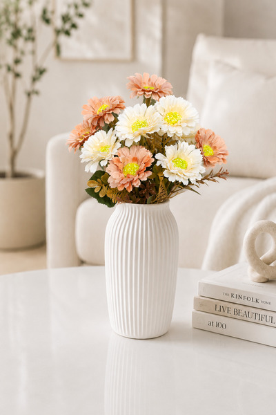 MD Aspiz Flowers زهرة صناعية فاخرة من 10 قطع، باقة جيربيرا بنية اللون 40 سم (...