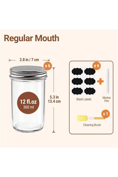 Home Zone 12-Pack 8 oz Mason Jars with Lids, Wide Mouth Leak-Proof Airtight L...