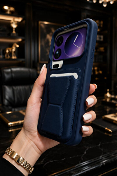CaseTechnoo Mi 17 Pro Max Uyumlu 3'ü 1 Arada Kartlıklı Katlanabilir Standlı A...