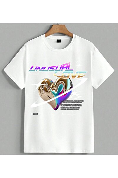 ELFERA Tricou oversize unisex cu imprimeu în degrade, alb, Unusual Love D
