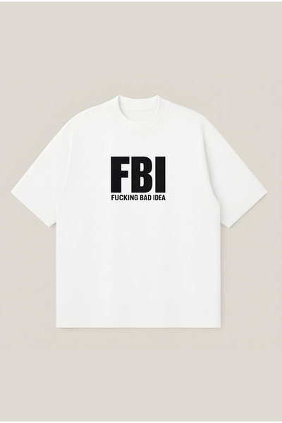 Moon Dancer Μπλουζάκι Fbi με στάμπα, Oversize Boxy Cut, Unisex, 100% βαμβακερ...