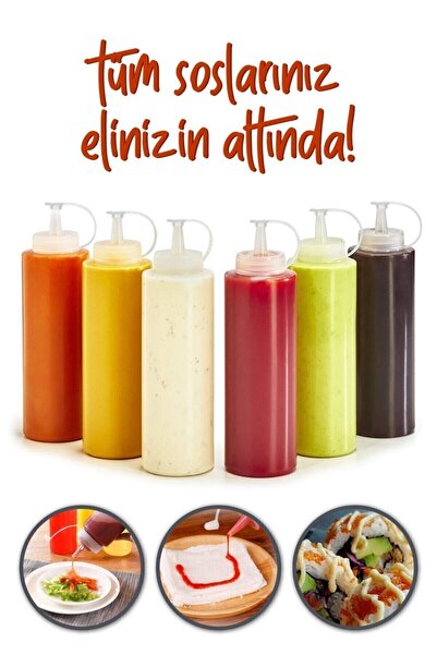 beneficio Büyük Boy Servis 1 Adet 700ml Sosluk Sirke Yağ Ketçap Sos Şişesi So...