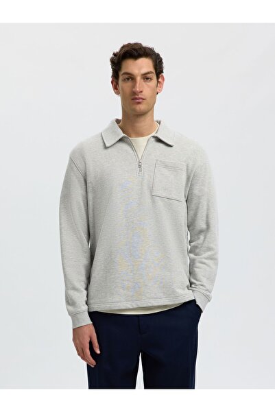 SELECTED Pullover Half-Zip Baumwoll