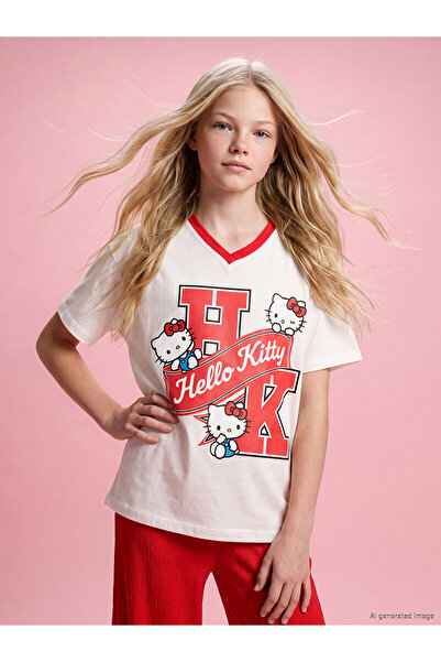LC Waikiki Two Mt Shop Quality Hello Kitty Printed Girls' Soft Touch T-Shirt