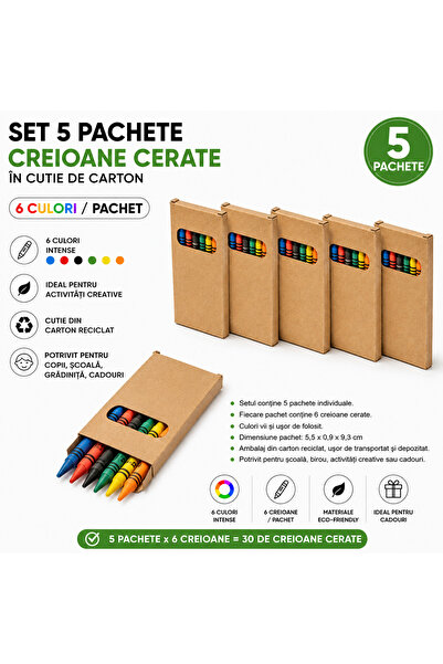 ROLY Set 5 Pachete Creioane Cerate pentru Copii, 6 Culori/Pachet