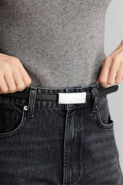 BE BLUE Black Thin Belt