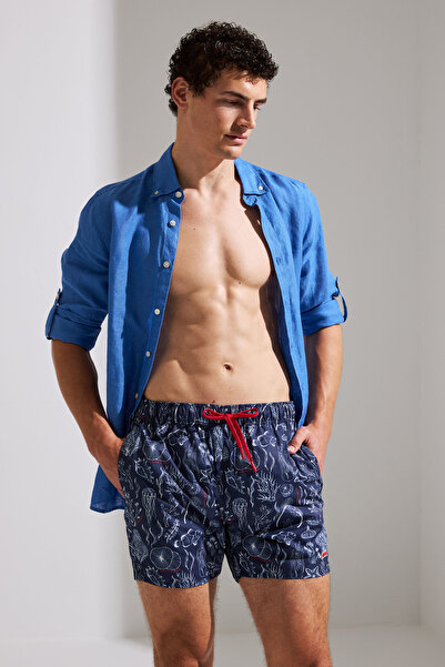 U.S. Polo Assn. شورت سباحة باللون الأزرق الداكن للرجال 50322271-VR033