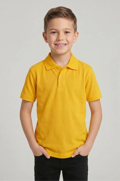 NACAR STORE Çocuk Unisex Pamuklu Polo Yaka Kısa Kol Okul Forması T-shırt (Oku...